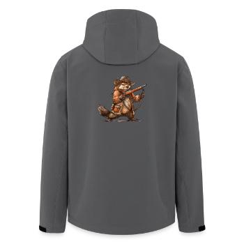 Funny Beaver Hunter Funny Hunting Motif - Men’s Recycled Softshell Jacket by Stanley/Stella - anthracite - Back - AI Model Male 185 light (185cm)