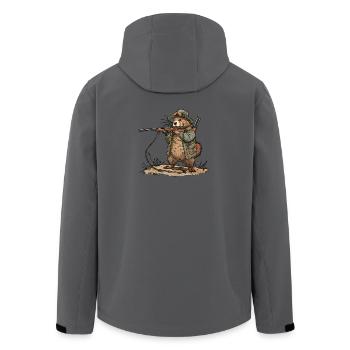 Funny Beaver Hunter Funny Hunting Motif - Men’s Recycled Softshell Jacket by Stanley/Stella - anthracite - Back - AI Model Male 185 light (185cm)