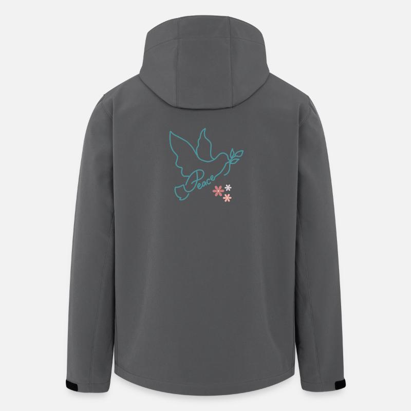 Colombe de paix avec des fleurs - Veste softshell homme en polyester recyclé Stanley/Stella - charbon