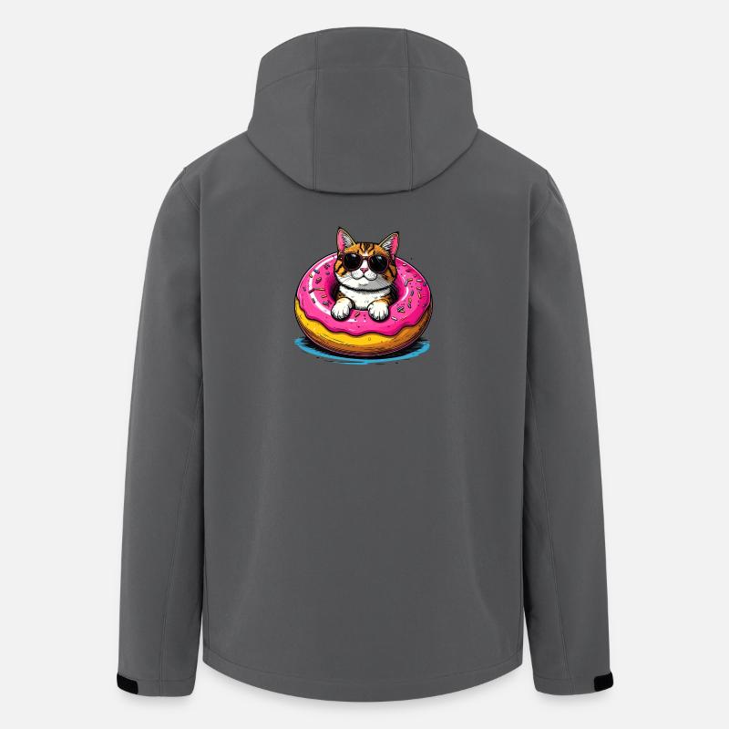 Cat in donut with sunglasses - Men’s Recycled Softshell Jacket by Stanley/Stella - anthracite