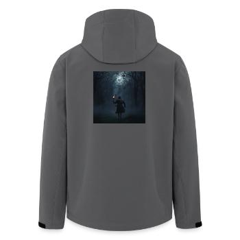 Wanderer in the Dark – Eclipse and Ravens - Men’s Recycled Softshell Jacket by Stanley/Stella - anthracite - Back - AI Model Male 185 light (185cm)