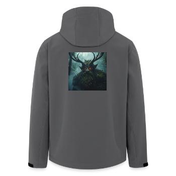 Leszy – Wächter des Uralten Waldes - Recycelte Männer Softshell-Jacke von Stanley/Stella - Anthrazit - Hinten - AI Model Male 185 light (185cm)