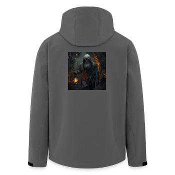Underground Guardian – Miner with Kerosene Lamp - Men’s Recycled Softshell Jacket by Stanley/Stella - anthracite - Back - AI Model Male 185 light (185cm)