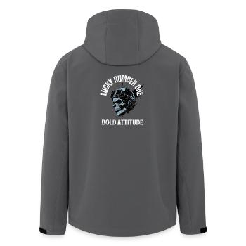 Lucky Number One Bold Attitude – Vintage Design - Men’s Recycled Softshell Jacket by Stanley/Stella - anthracite - Back - AI Model Male 185 light (185cm)