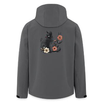 Dark cat among spring flowers - Men’s Recycled Softshell Jacket by Stanley/Stella - anthracite - Back - AI Model Male 185 light (185cm)