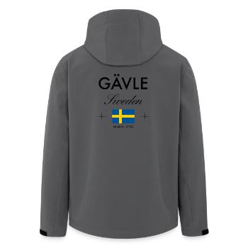 Gävle Sweden Coordinates Travel Souvenir - Men’s Recycled Softshell Jacket by Stanley/Stella - anthracite - Back - AI Model Male 185 light (185cm)