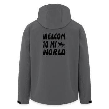 horses - Men’s Recycled Softshell Jacket by Stanley/Stella - anthracite - Back - AI Model Male 185 light (185cm)