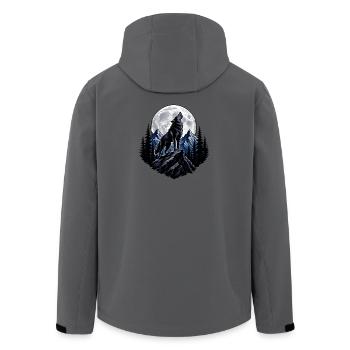 Moon wolf on rocky peaks - Men’s Recycled Softshell Jacket by Stanley/Stella - anthracite - Back - AI Model Male 185 light (185cm)