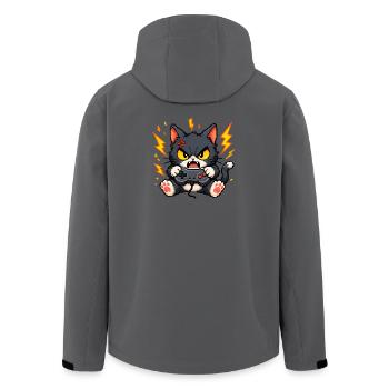 Angry pixel cat with controller - Men’s Recycled Softshell Jacket by Stanley/Stella - anthracite - Back - AI Model Male 185 light (185cm)