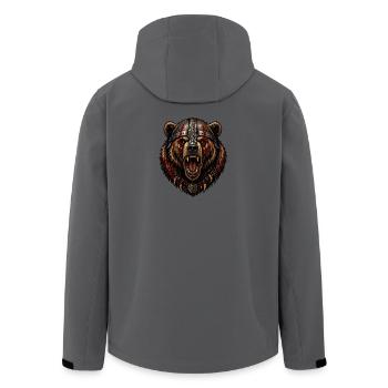 Viking Bear Head with War Helmet - Men’s Recycled Softshell Jacket by Stanley/Stella - anthracite - Back - AI Model Male 185 light (185cm)