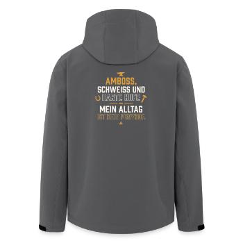 Amboss Schweiß harte Hufe - Hufschmied Spruch - Recycelte Männer Softshell-Jacke von Stanley/Stella - Anthrazit - Hinten - AI Model Male 185 light (185cm)