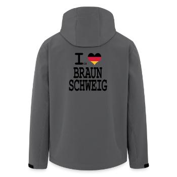 ich liebe braunschweig - Recycelte Männer Softshell-Jacke von Stanley/Stella - Anthrazit - Hinten - AI Model Male 185 light (185cm)