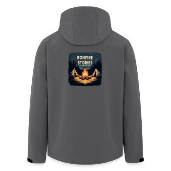 Lagerfeuergeschichten – Mitternachts-Campingszene - Recycelte Männer Softshell-Jacke von Stanley/Stella - Anthrazit - Hinten - AI Model Male 185 light (185cm)