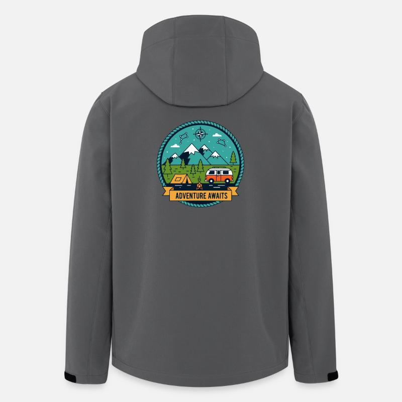 Abenteuer Camping Roadtrip Wildnis Badge - Recycelte Männer Softshell-Jacke von Stanley/Stella - Anthrazit