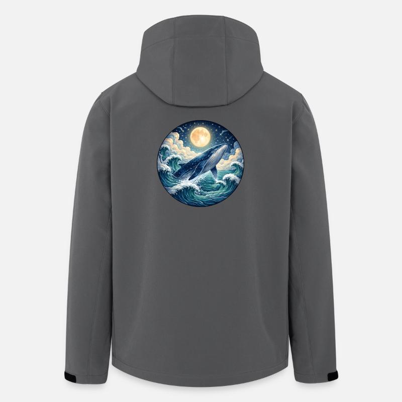 Blauwal unter Vollmond Illustration - Recycelte Männer Softshell-Jacke von Stanley/Stella - Anthrazit