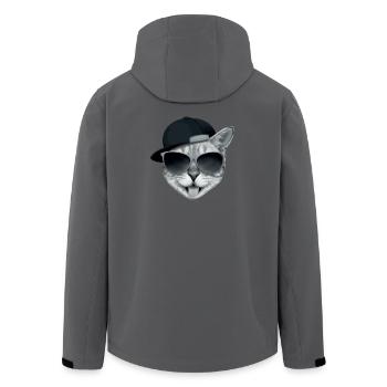 Coole Katze mit Kappe – lustiges Kätzchen mit Sonnenbrille - Recycelte Männer Softshell-Jacke von Stanley/Stella - Anthrazit - Hinten - AI Model Male 185 light (185cm)