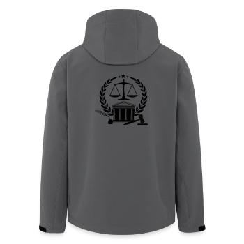Hof mit Waage - Recycelte Männer Softshell-Jacke von Stanley/Stella - Anthrazit - Hinten - AI Model Male 185 light (185cm)