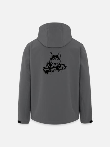 Dog racing with Husky Head - Men’s Recycled Softshell Jacket by Stanley/Stella - anthracite