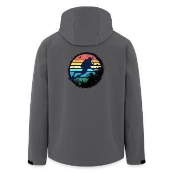 Underwater Diver Silhouette with Rainbow Sunset - Men’s Recycled Softshell Jacket by Stanley/Stella - anthracite - Back - AI Model Male 185 light (185cm)