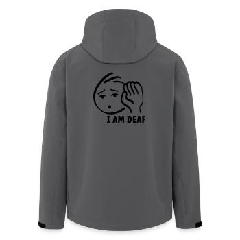 Je suis sourd, regardez-moi quand vous parlez. - Veste softshell homme en polyester recyclé Stanley/Stella - charbon - Dos - AI Model Male 185 light (185cm)