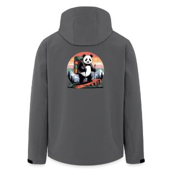 Wandernder Panda – Outdoor & Berge Abenteuer - Recycelte Männer Softshell-Jacke von Stanley/Stella - Anthrazit - Hinten - AI Model Male 185 light (185cm)