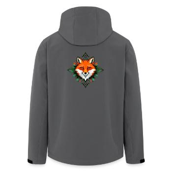 Fox Head Leaves Frame Nature Ornaments Design - Men’s Recycled Softshell Jacket by Stanley/Stella - anthracite - Back - AI Model Male 185 light (185cm)