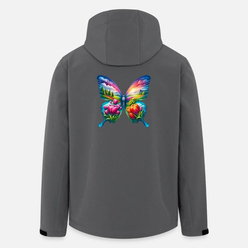Butterfly Flowers Tulips Tulip Holland - Men’s Recycled Softshell Jacket by Stanley/Stella - anthracite