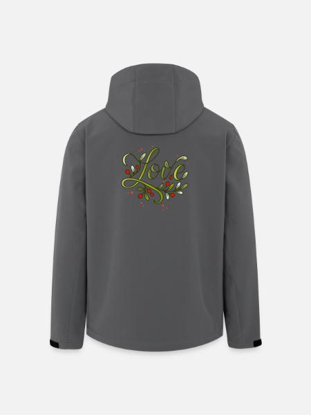 Love lettering with red berry branches - Men’s Recycled Softshell Jacket by Stanley/Stella - anthracite