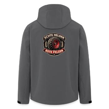 Echte Helden Rote Felgen – Landwirtschaft Emblem - Recycelte Männer Softshell-Jacke von Stanley/Stella - Anthrazit - Hinten - AI Model Male 185 light (185cm)