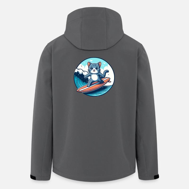 Cat surfers on the wave - Men’s Recycled Softshell Jacket by Stanley/Stella - anthracite