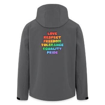 Rainbow Pride Values - Men’s Recycled Softshell Jacket by Stanley/Stella - anthracite - Back - AI Model Male 185 light (185cm)