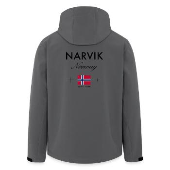 Narvik Norway Coordinates Travel Souvenir - Men’s Recycled Softshell Jacket by Stanley/Stella - anthracite - Back - AI Model Male 185 light (185cm)