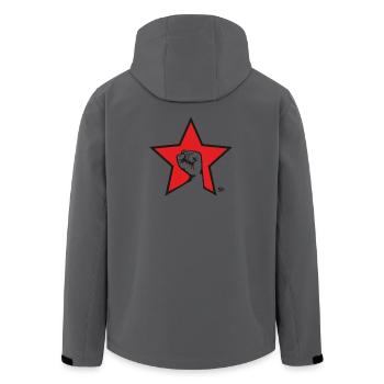 Against - Men’s Recycled Softshell Jacket by Stanley/Stella - anthracite - Back - AI Model Male 185 light (185cm)