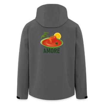 Câlin de tomates et de carottes dans une soupe à la tomate - Veste softshell homme en polyester recyclé Stanley/Stella - charbon - Dos - AI Model Male 185 light (185cm)