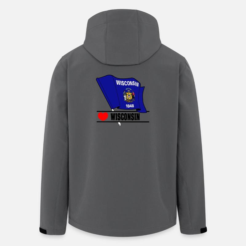 Drapeau Wisconsin coeur WISCONSIN - Veste softshell homme en polyester recyclé Stanley/Stella - charbon