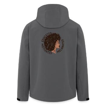Educated Motivated Melanated Woman - Men’s Recycled Softshell Jacket by Stanley/Stella - anthracite - Back - AI Model Male 185 light (185cm)