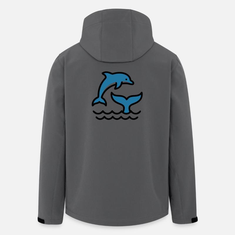 Dolphins Waves Sea Silhouette - Men’s Recycled Softshell Jacket by Stanley/Stella - anthracite