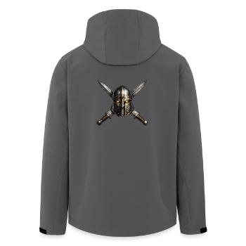 Medieval Knight Helmet Emblem - Men’s Recycled Softshell Jacket by Stanley/Stella - anthracite - Back - AI Model Male 185 light (185cm)