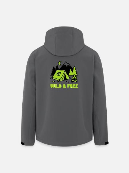 Camping Zelt Natur Grafik - Recycelte Männer Softshell-Jacke von Stanley/Stella - Anthrazit