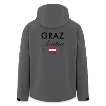 Graz Österreich Koordinaten Reise Souvenir - Recycelte Männer Softshell-Jacke von Stanley/Stella - Anthrazit - Hinten - AI Model Male 185 light (185cm)