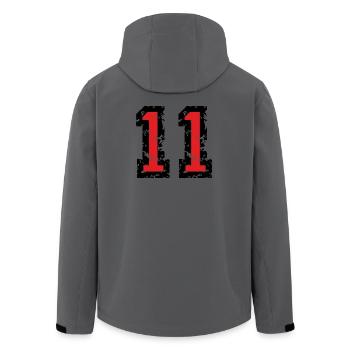 The Number Eleven - No. 11 (two-color) red - Men’s Recycled Softshell Jacket by Stanley/Stella - anthracite - Back - AI Model Male 185 light (185cm)