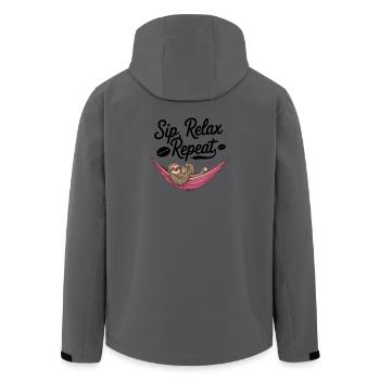 Schlürfen, entspannen, wiederholen - Recycelte Männer Softshell-Jacke von Stanley/Stella - Anthrazit - Hinten - AI Model Male 185 light (185cm)