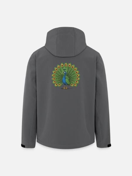 Peacock Colourful Crest - Men’s Recycled Softshell Jacket by Stanley/Stella - anthracite