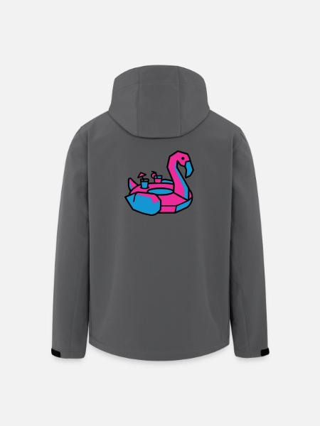 Flamingo Swimming Animal Pool Party - Men’s Recycled Softshell Jacket by Stanley/Stella - anthracite
