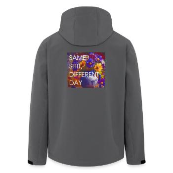 Bunte Blüten vs Alltag - Recycelte Männer Softshell-Jacke von Stanley/Stella - Anthrazit - Hinten - AI Model Male 185 light (185cm)