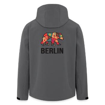 Geometric Berlin Bear Pattern - I love Berlin - Men’s Recycled Softshell Jacket by Stanley/Stella - anthracite - Back - AI Model Male 185 light (185cm)