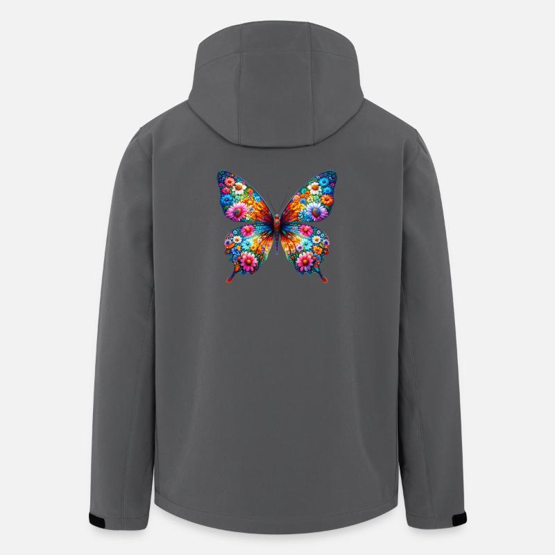 Schmetterling mit Blumen verziert - Recycelte Männer Softshell-Jacke von Stanley/Stella - Anthrazit