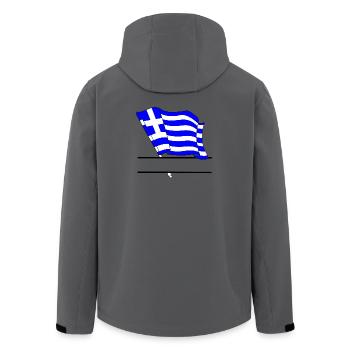 Drapeau grec avec votre propre texte – design personnel - Veste softshell homme en polyester recyclé Stanley/Stella - charbon - Dos - AI Model Male 185 light (185cm)