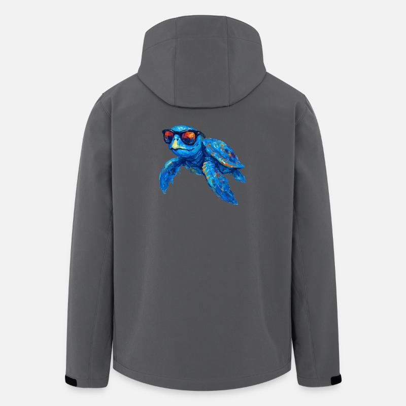Bunter Surfer-Schildkröte mit Sonnenbrille - Recycelte Männer Softshell-Jacke von Stanley/Stella - Anthrazit