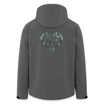 Wandern Herz - Waldlandschaft mit Fluss und Berg - Recycelte Männer Softshell-Jacke von Stanley/Stella - Anthrazit - Hinten - AI Model Male 185 light (185cm)
